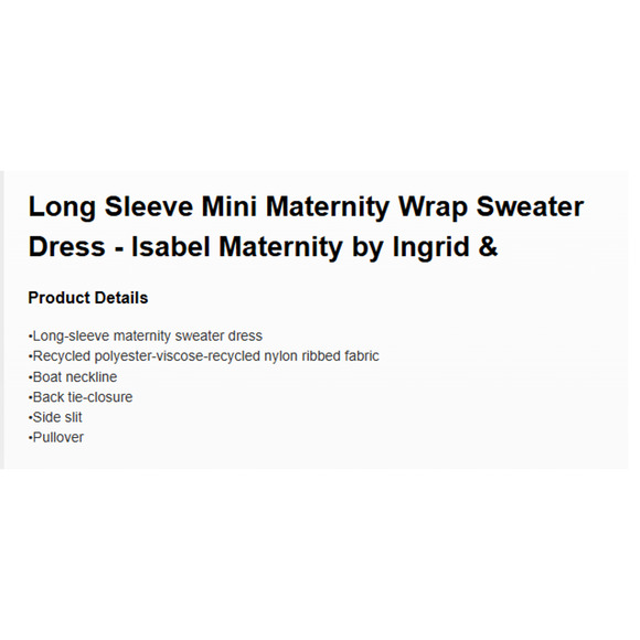 Long Sleeve Mini Maternity Wrap Sweater Dress Sz Medium NWT - Isabel by Ingrid - Picture 4 of 9